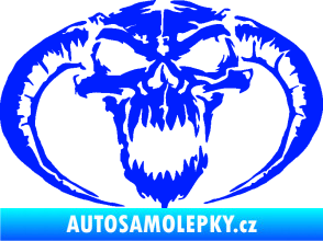Samolepka Lebka 027 levá se zahnutými rohy modrá dynamic