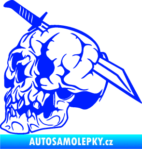 Samolepka Lebka 031 levá probodnutá nožem modrá dynamic