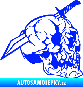 Samolepka Lebka 031 pravá probodnutá nožem modrá dynamic
