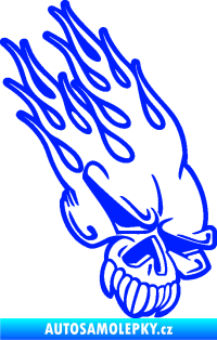 Samolepka Lebka 041 pravá v plamenech modrá dynamic