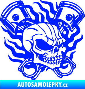 Samolepka Lebka 048 pravá písty a plameny modrá dynamic