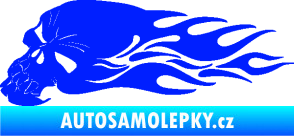 Samolepka Lebka 050 levá v plamenech modrá dynamic