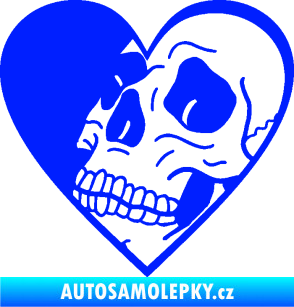 Samolepka Lebka 062 levá v srdíčku modrá dynamic
