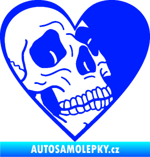 Samolepka Lebka 062 pravá v srdíčku modrá dynamic