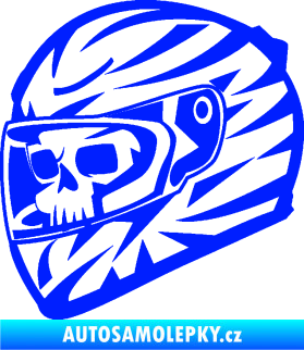 Samolepka Lebka s motohelmou 001 levá modrá dynamic