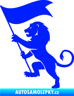 Samolepka Lev heraldika 005 levá s praporem modrá dynamic
