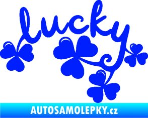 Samolepka Lucky nápis štěstí se čtyřlístky modrá dynamic