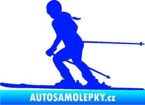 Samolepka Lyžařka 002 levá sjezd modrá dynamic