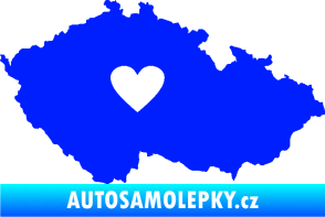 Samolepka Mapa České republiky 002 srdce modrá dynamic