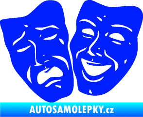 Samolepka Masky tváře 001 levá veselý a smutný modrá dynamic