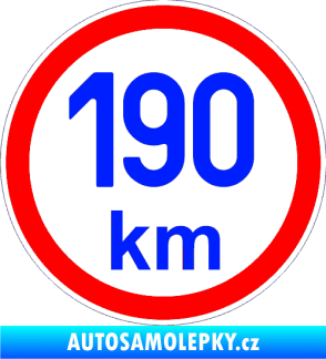 Samolepka Maximální rychlost 190km - nejvyšší konstrukční rychlost modrá dynamic