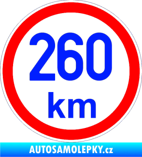 Samolepka Maximální rychlost 260km - nejvyšší konstrukční rychlost modrá dynamic