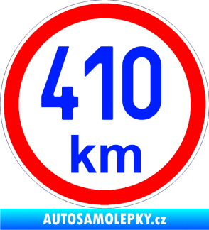 Samolepka Maximální rychlost 410km - nejvyšší konstrukční rychlost modrá dynamic