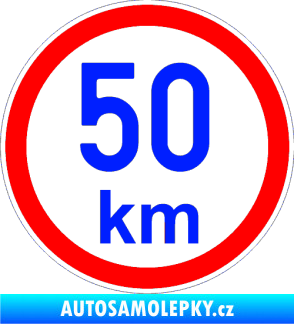 Samolepka Maximální rychlost 50km - nejvyšší konstrukční rychlost modrá dynamic