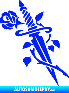 Samolepka Meč s růží pravá modrá dynamic