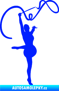 Samolepka Moderní gymnastika 003 pravá gymnastka se stuhou modrá dynamic