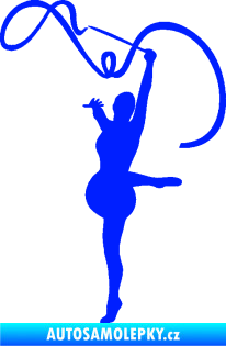 Samolepka Moderní gymnastika 003 levá gymnastka se stuhou modrá dynamic