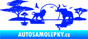 Samolepka Motiv Afrika levá -  zvířata u vody modrá dynamic