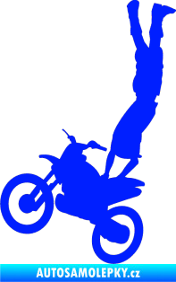 Samolepka Motorka 019 levá motokros freestyle akrobacie na motorce modrá dynamic