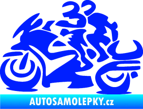 Samolepka Motorkář 009 levá se spolujezdcem modrá dynamic