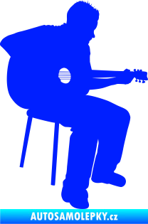 Samolepka Music 012 pravá  kytarista modrá dynamic