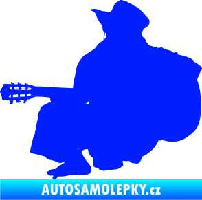 Samolepka Music 014 levá hráč na kytaru modrá dynamic