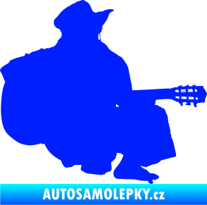 Samolepka Music 014 pravá hráč na kytaru modrá dynamic