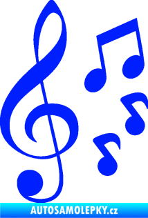 Samolepka Music noty a houslový klíč 002 modrá dynamic