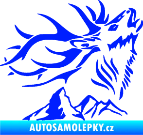 Samolepka Myslivost 003 pravá jelen a hory modrá dynamic
