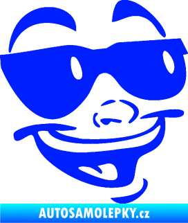 Samolepka Obličej 005 pravá veselý s brýlemi modrá dynamic