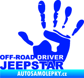 Samolepka Off road driver - Jeep star nápis s rukou modrá dynamic