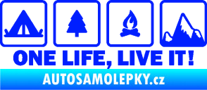 Samolepka One life, live it kempování s nápisem modrá dynamic