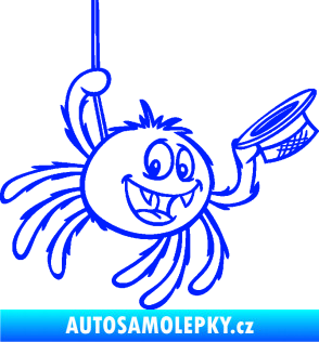 Samolepka Pavouk 022 pravá s kloboučkem modrá dynamic