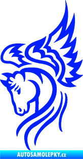 Samolepka Pegas 003 levá okřídlený kůň hlava modrá dynamic
