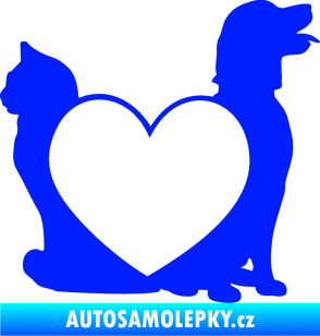 Samolepka Pejsek a kočička love pravá modrá dynamic