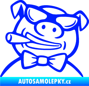 Samolepka Prase 005 levá s doutnikem modrá dynamic