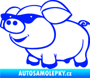Samolepka Prase 006 levá frajer v brýlích modrá dynamic