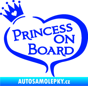 Samolepka Princess on board nápis s korunkou modrá dynamic