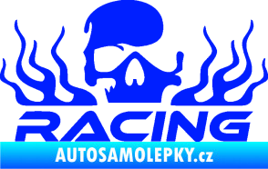 Samolepka Racing nápis s lebkou pravá modrá dynamic