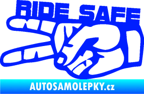 Samolepka Ride Safe nápis levá motorkář modrá dynamic