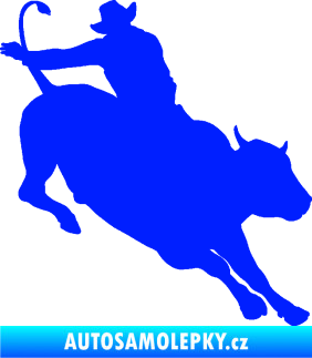 Samolepka Rodeo 001 pravá  kovboj s býkem modrá dynamic