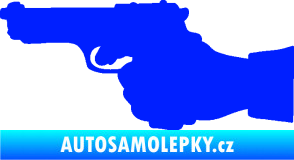 Samolepka Ruka s pistolí 001 levá ruce vzhůru modrá dynamic