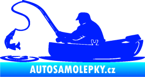 Samolepka Rybář 017 levá rybolov v lodičce modrá dynamic
