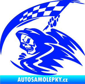 Samolepka Smrtka 004 levá kosa šachovnice modrá dynamic