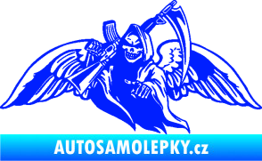 Samolepka Smrtka 016 levá s křídly a kosou modrá dynamic