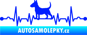Samolepka Srdeční tep 008 levá pes bulteriér modrá dynamic
