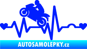 Samolepka Srdeční tep 013 levá motorkář modrá dynamic
