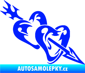 Samolepka Srdíčka 001 pravá se šípem modrá dynamic
