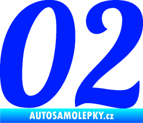 Samolepka Startovní číslo 02 typ 3 modrá dynamic