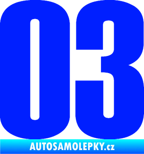 Samolepka Startovní číslo 03 typ 2   modrá dynamic